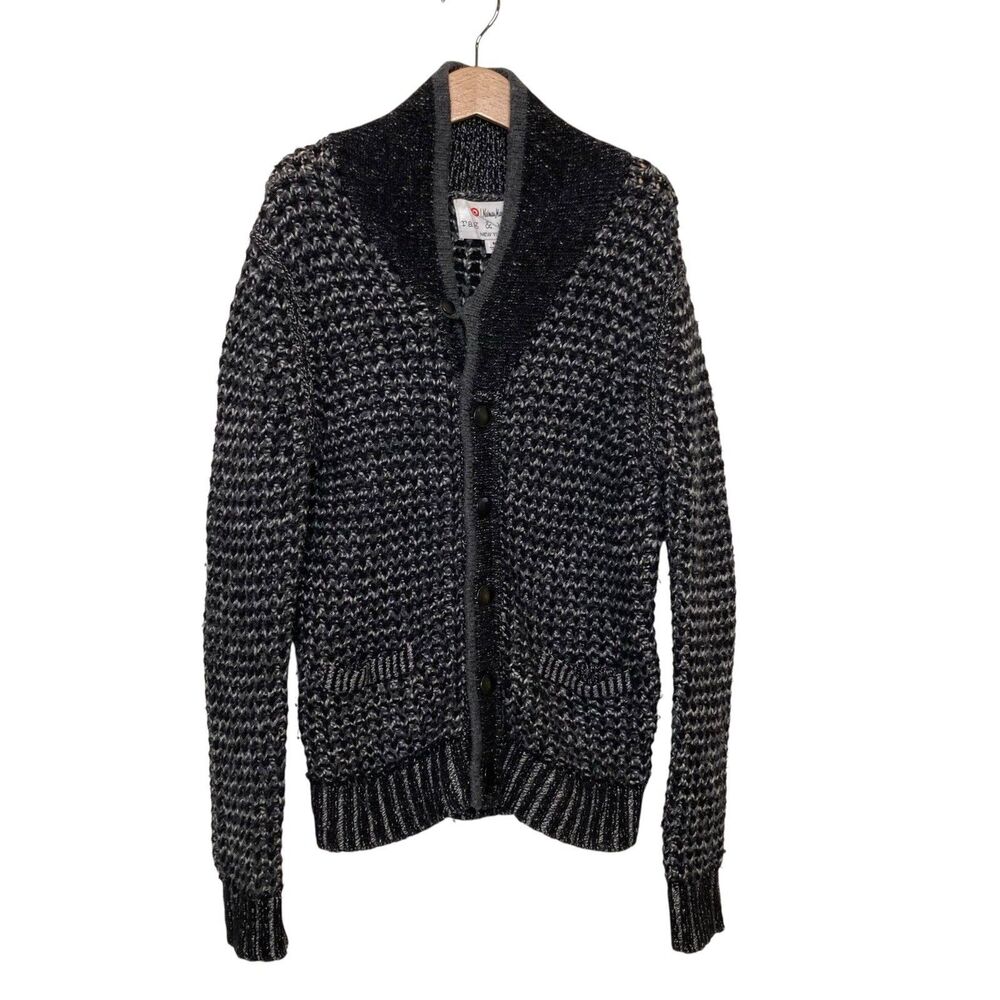 RAG & BONE Boys Neiman Marcus Black White Cardigan Wool Blend Sweater Medium